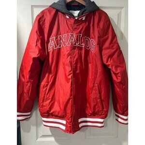 Vintage 90's Analog Men Varsity Jacket - Snowboard Jacket Red  Size Medium